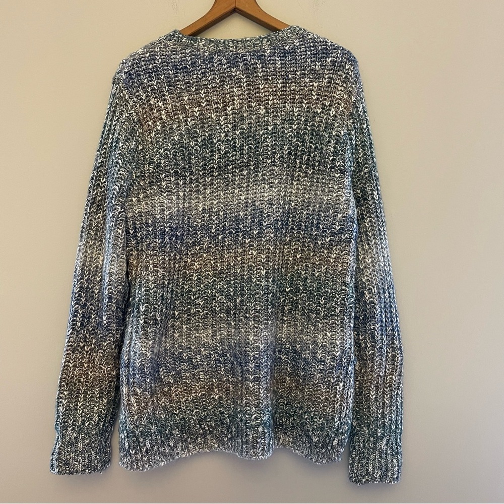 LUCKY BRAND | Blue Ombre Side Lace Up Sweater Women Large | Soft Pastel Coastal - Picture 2 of 8